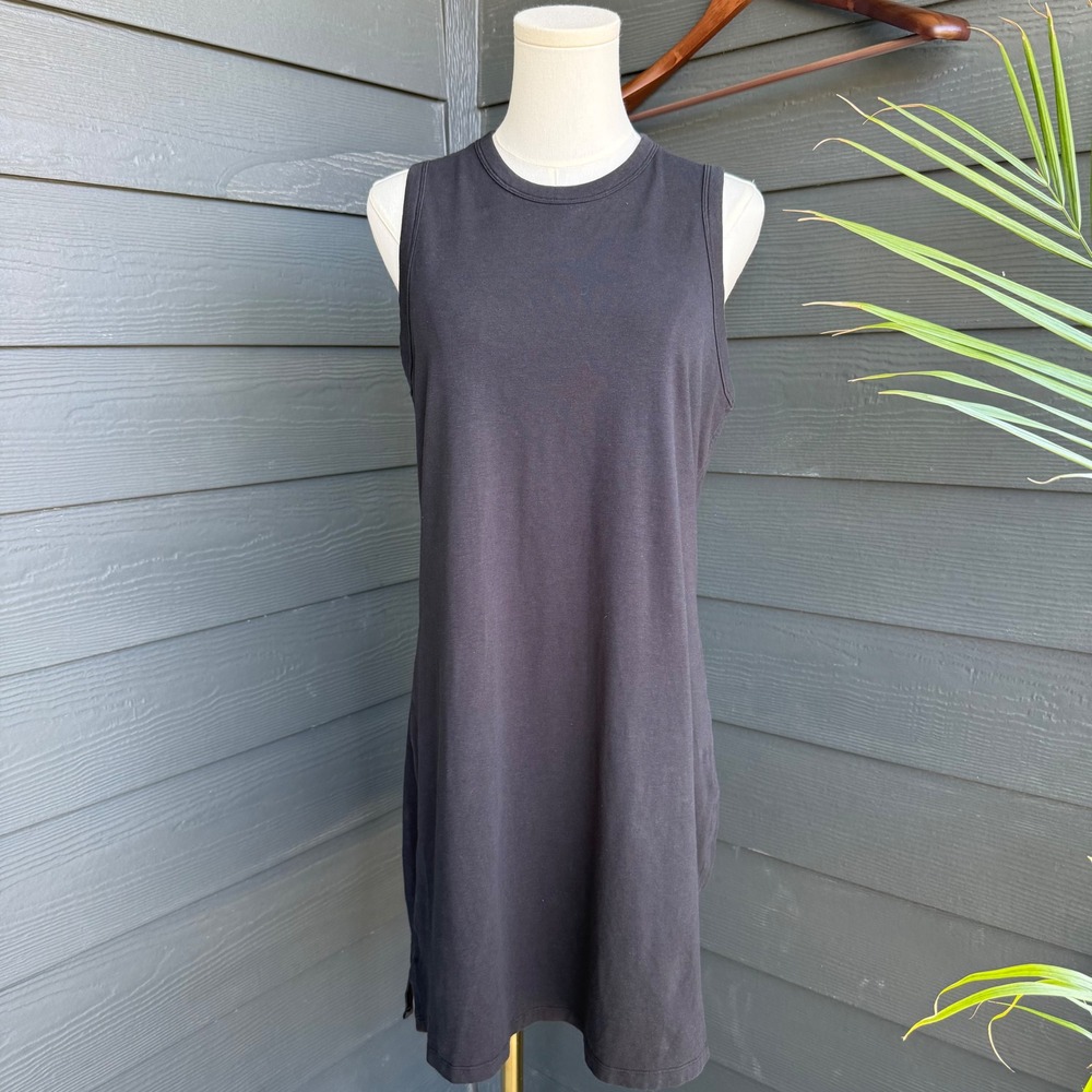 Lululemon Classic Fit Cotton Blend Tank Dress Black Sleeveless Size 8